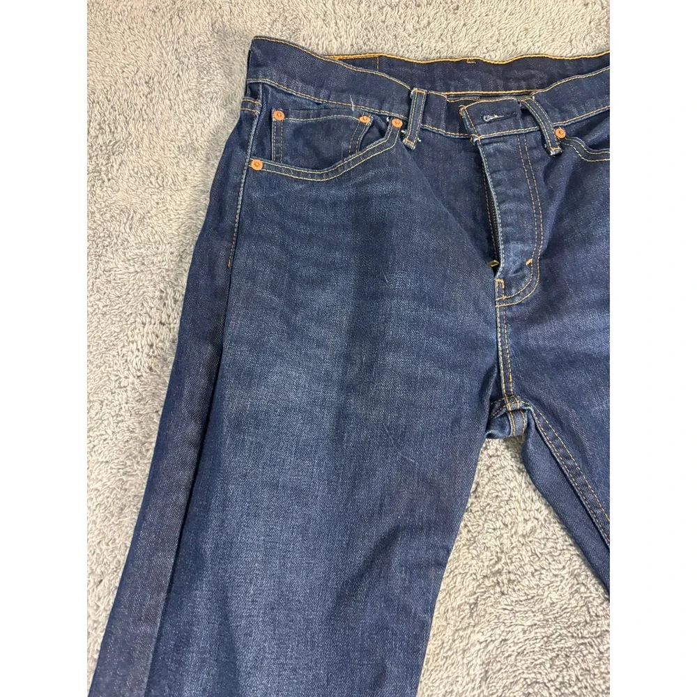 Levis 505 Regular Fit Straight Leg Jeans Dark Wash Indigo Blue Mens 32x32